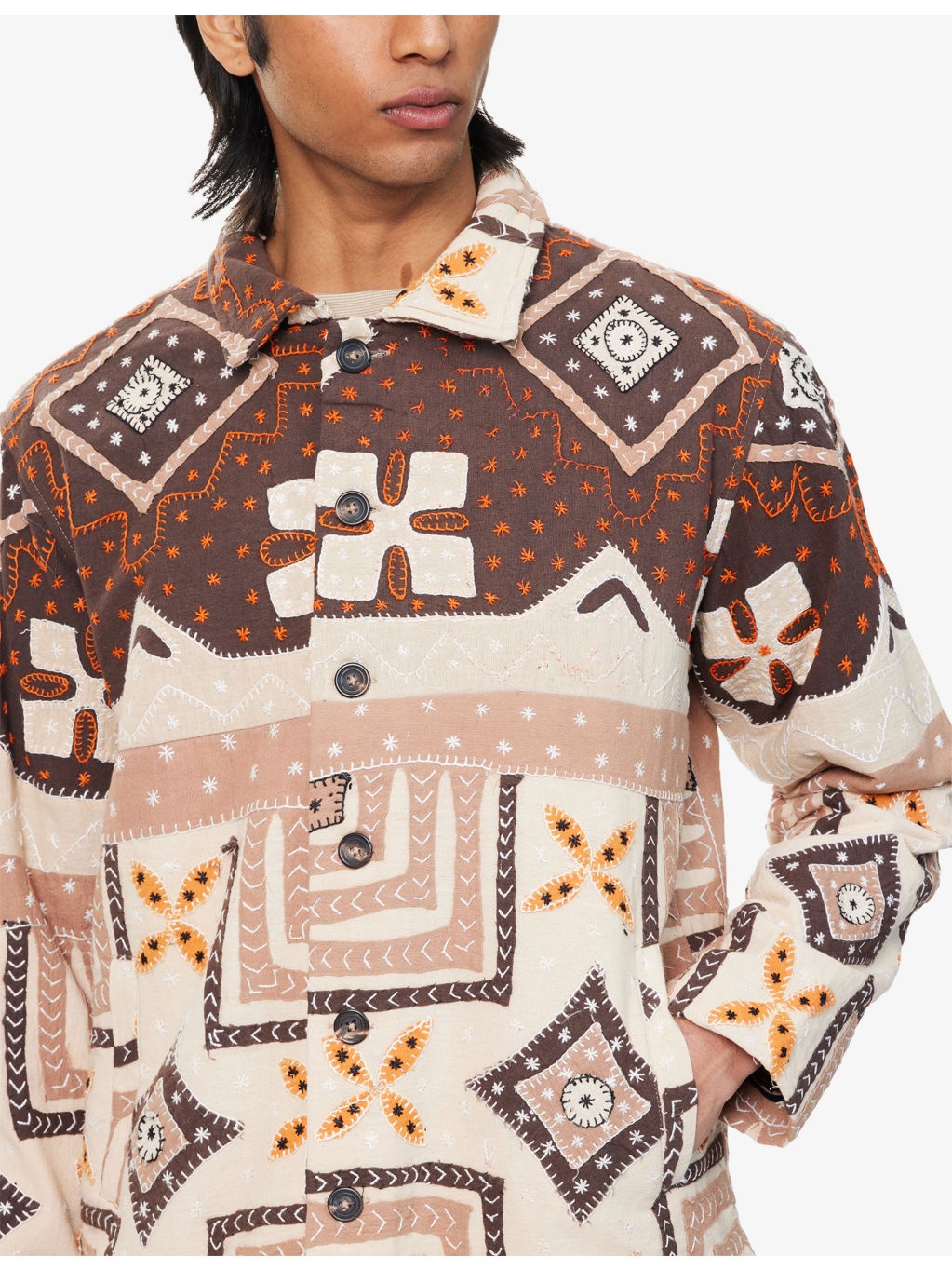 Embroidered Cropped Cotton Jacket - 5