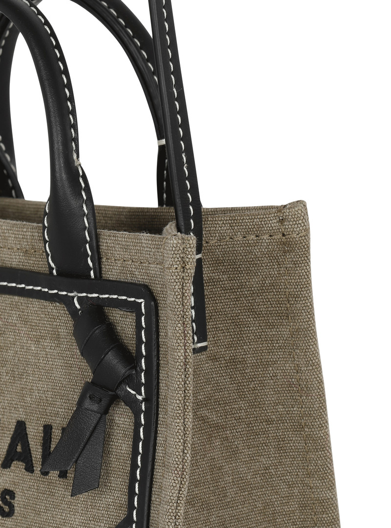 B-Army mini canvas shopping bag with leather inserts 5