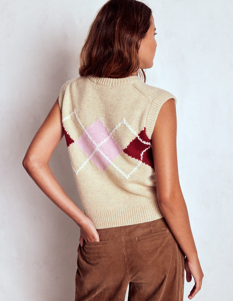 Eleanor Fair Isle Vest-Chinchilla Melange Argyle 5