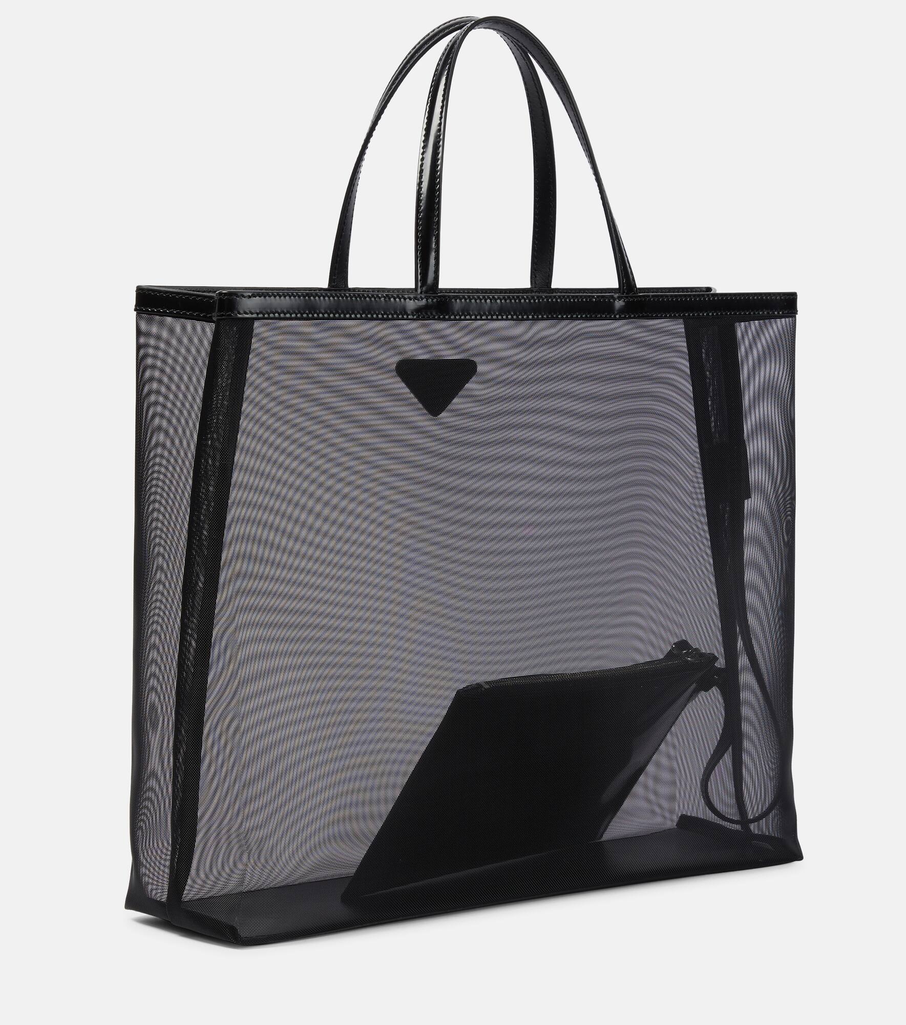 Large leather-trimmed mesh tote - 4