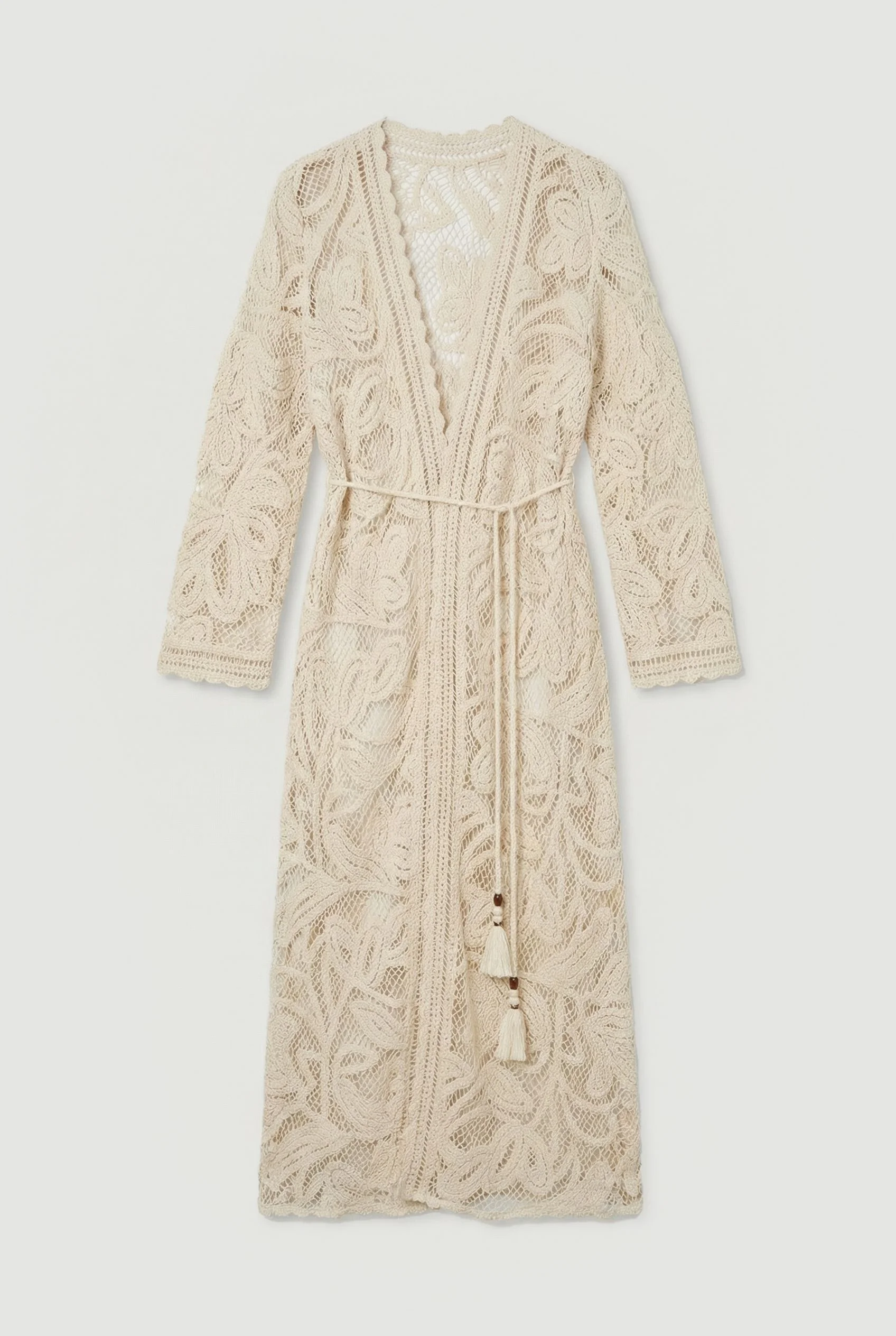 Floral Crotchet Woven Beach Kimono - 1