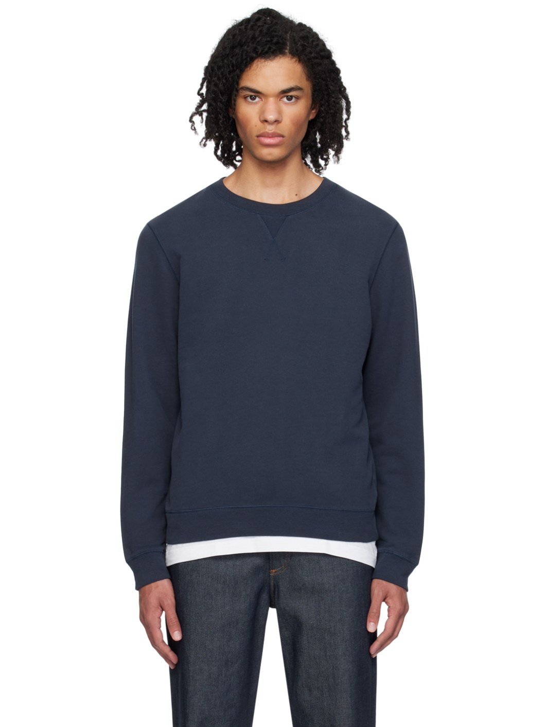 Navy V-Stitch Sweatshirt - 1