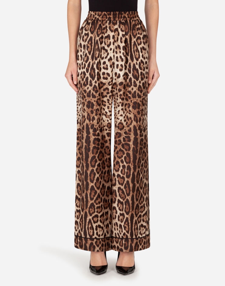 Leopard-print satin pajama pants - 1