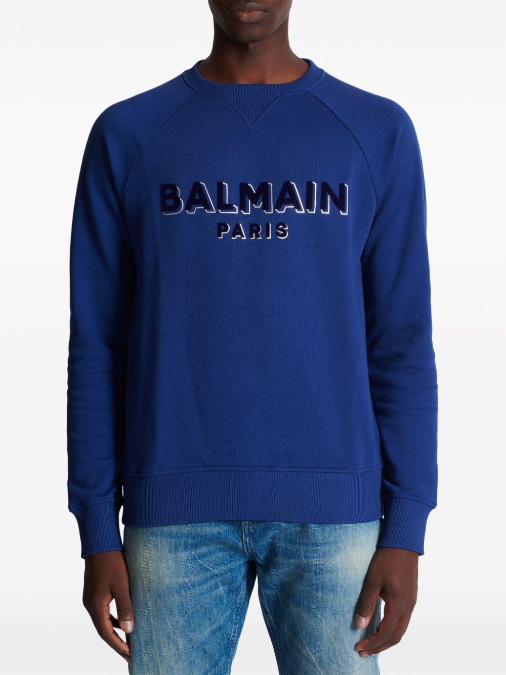logo-flocked cotton sweatshirt - 5