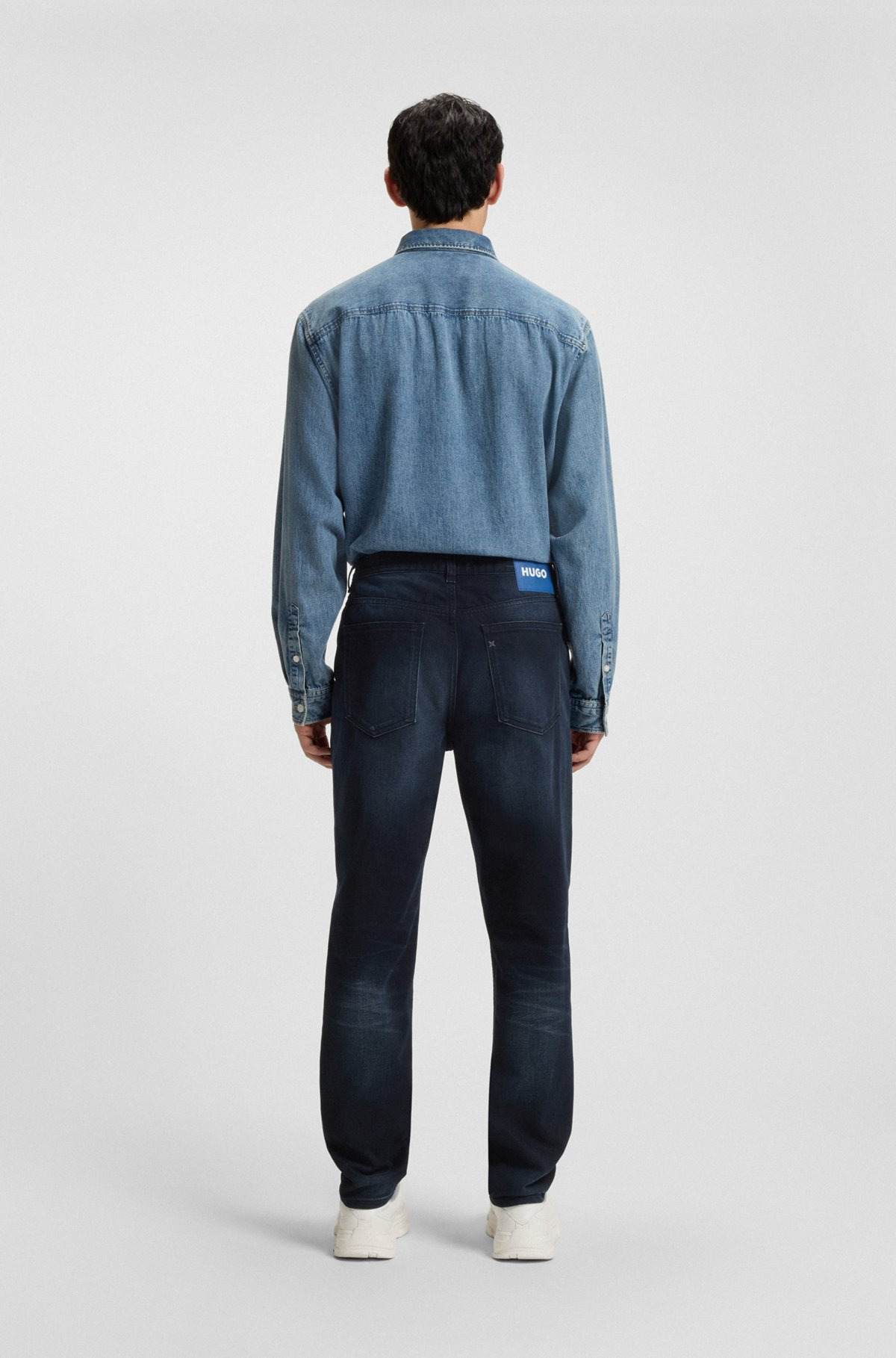 SLIM-FIT JEANS IN BLUE-BLACK STRETCH DENIM - 4