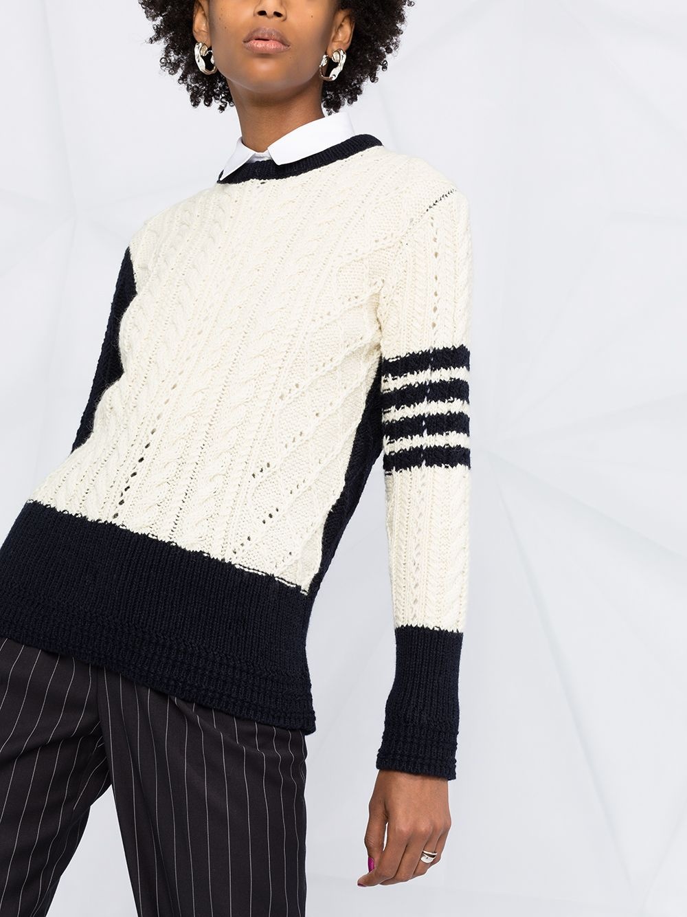 4-Bar stripe cable-knit jumper - 4