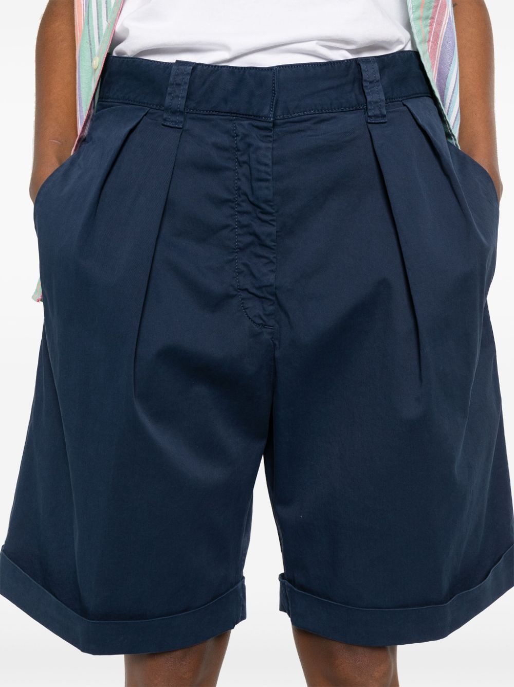 turn-up cotton shorts - 5