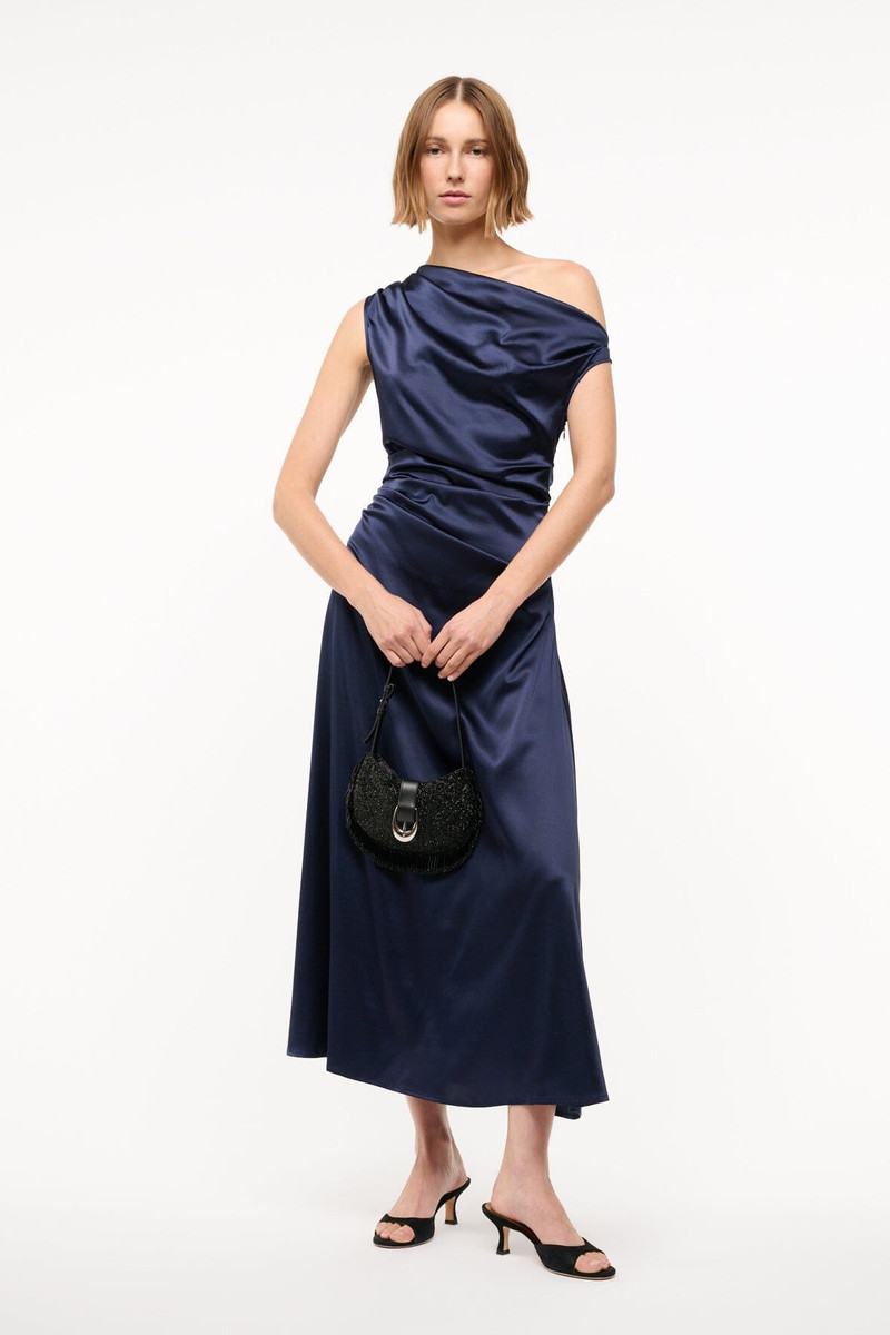 STAUD STAUD PHARE SILK DRESS NAVY outlook