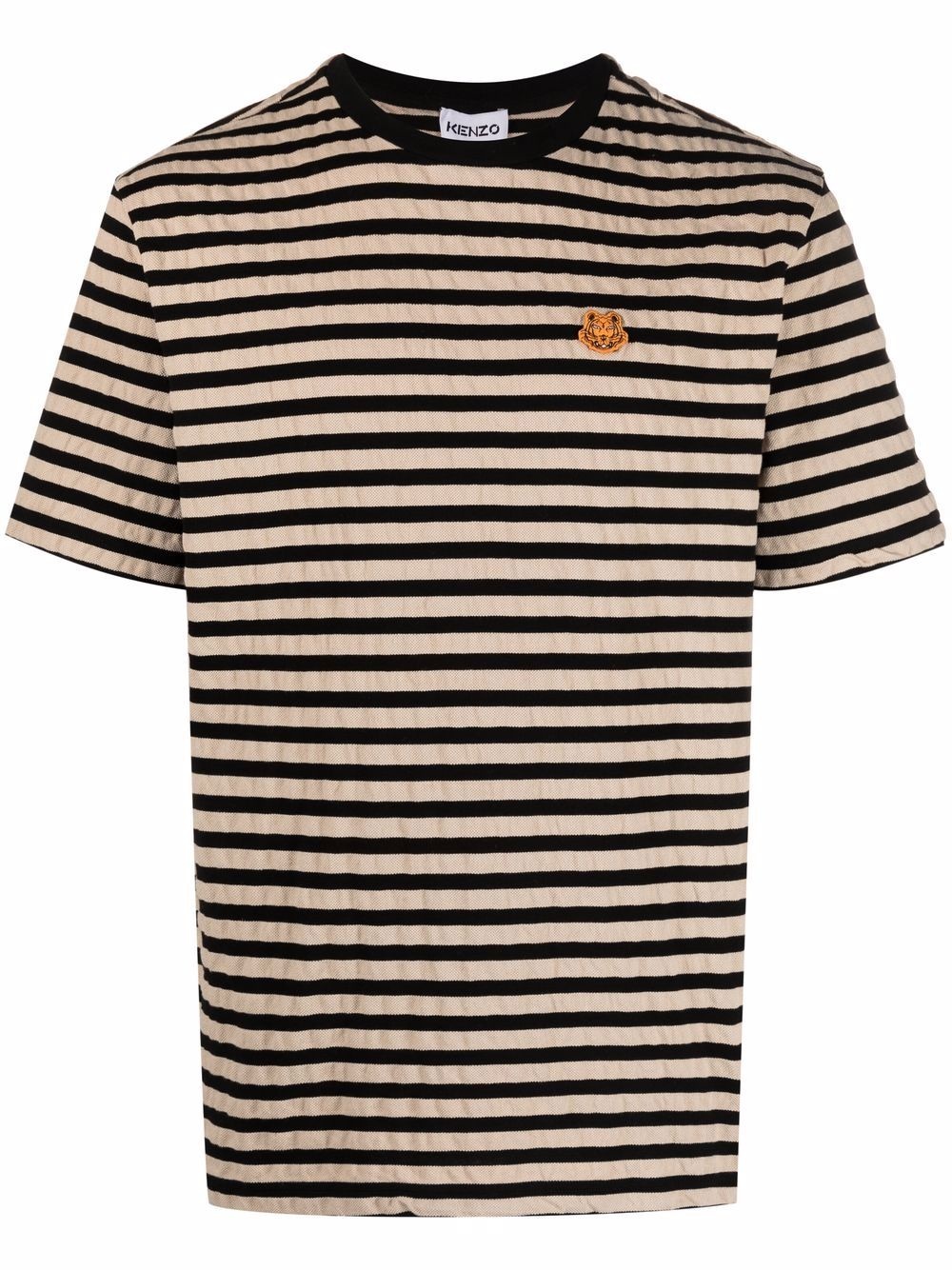 logo-patch striped cotton T-shirt - 1