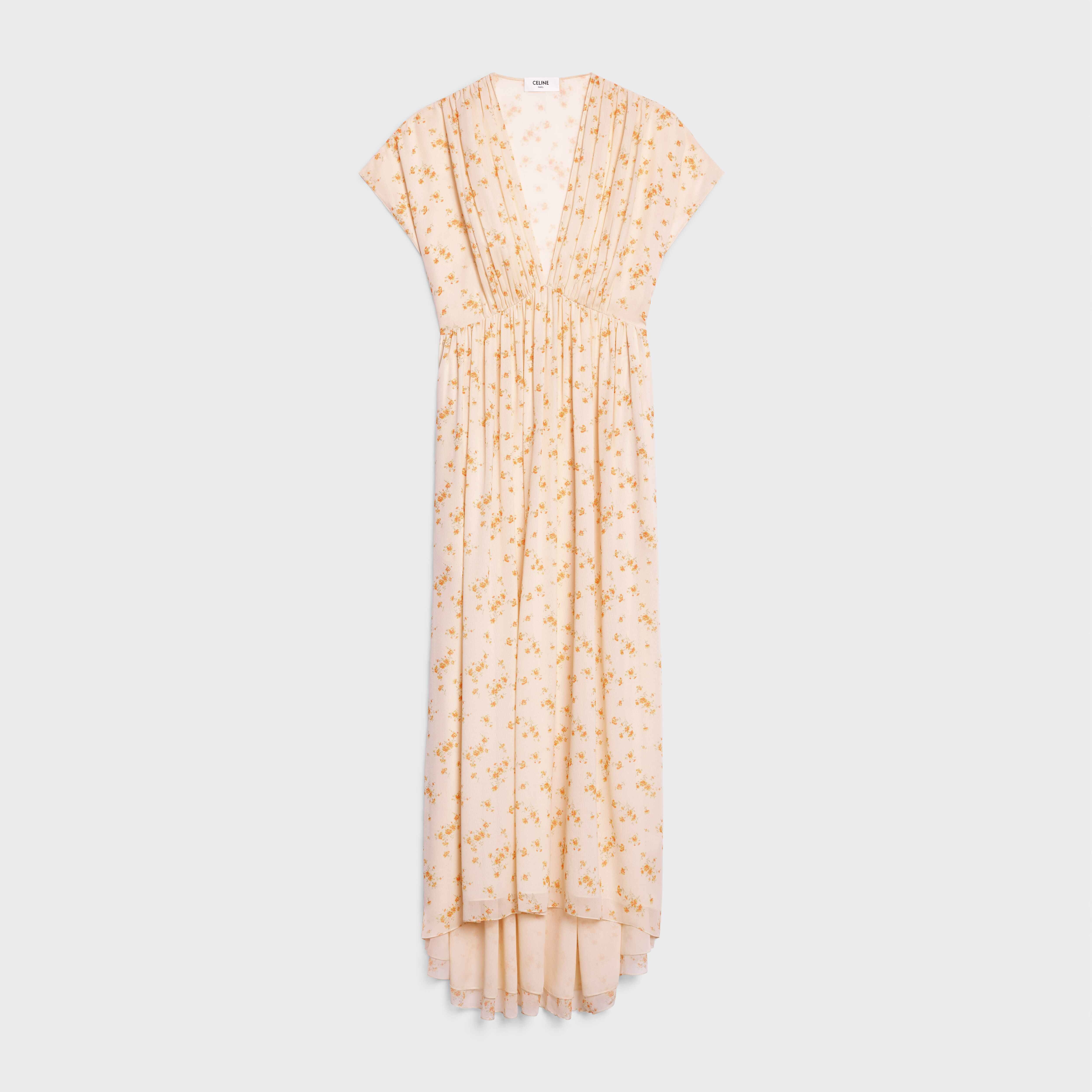 V-NECK DRESS IN SILK GEORGETTE - 1