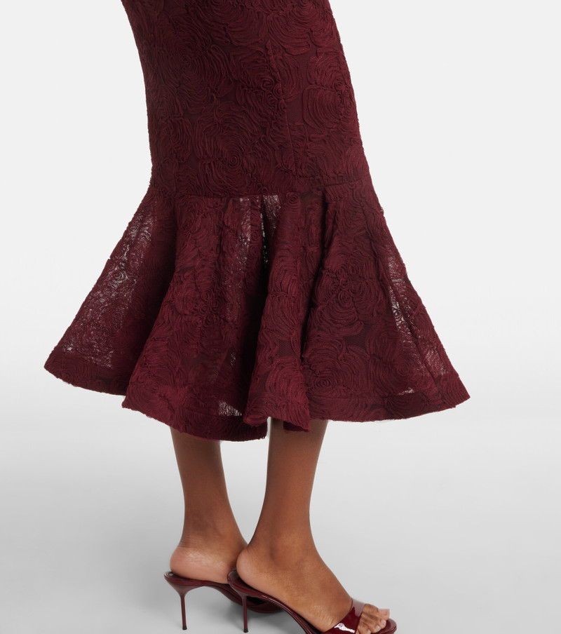 Ruffled floral mesh midi dress 4
