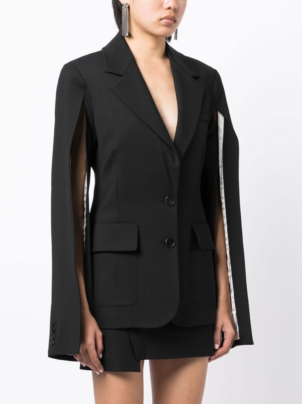 arm-slit wool-blend blazer - 3