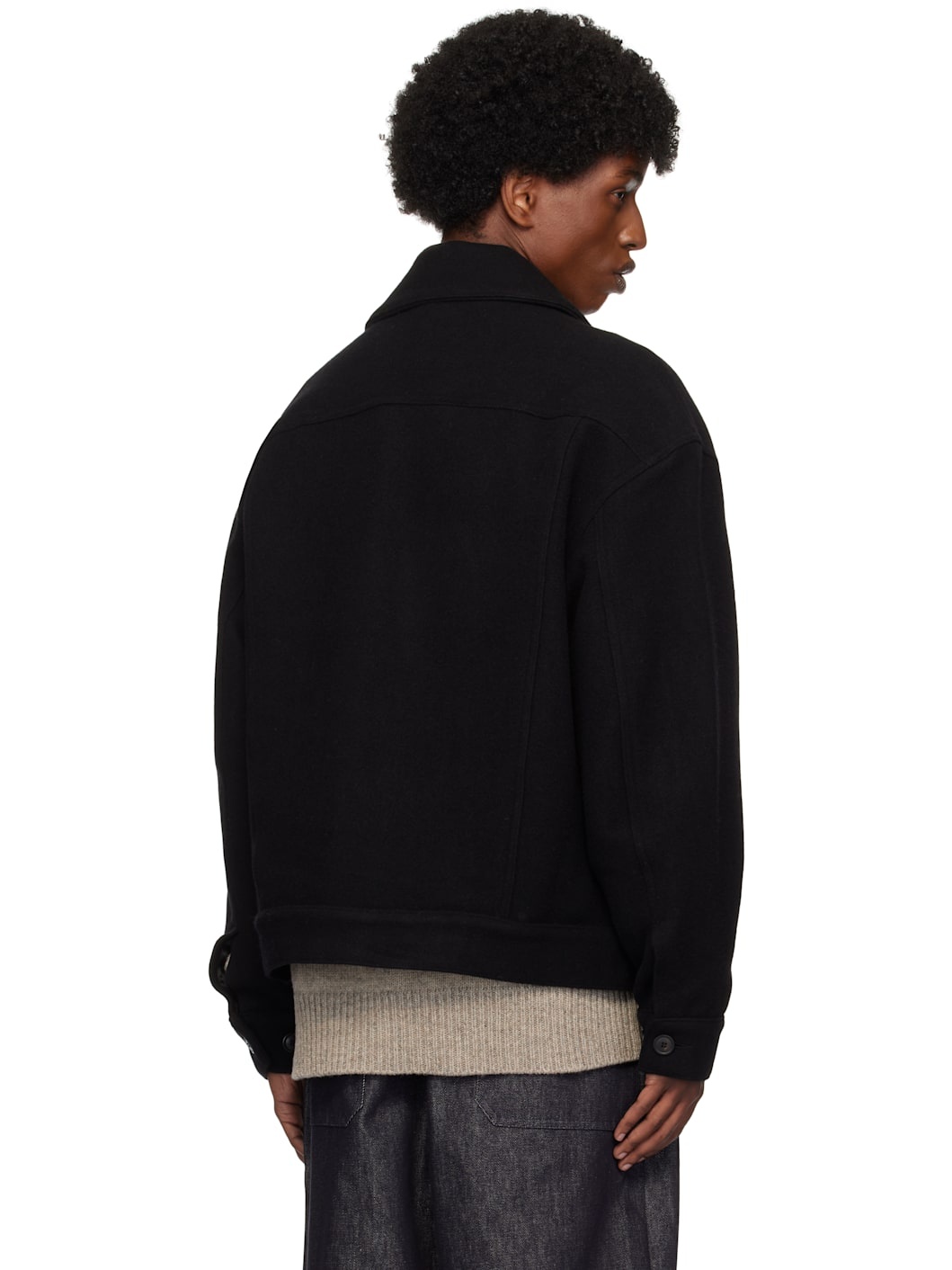 lownn Black Wool Cashmere Workwear Jacket | REVERSIBLE