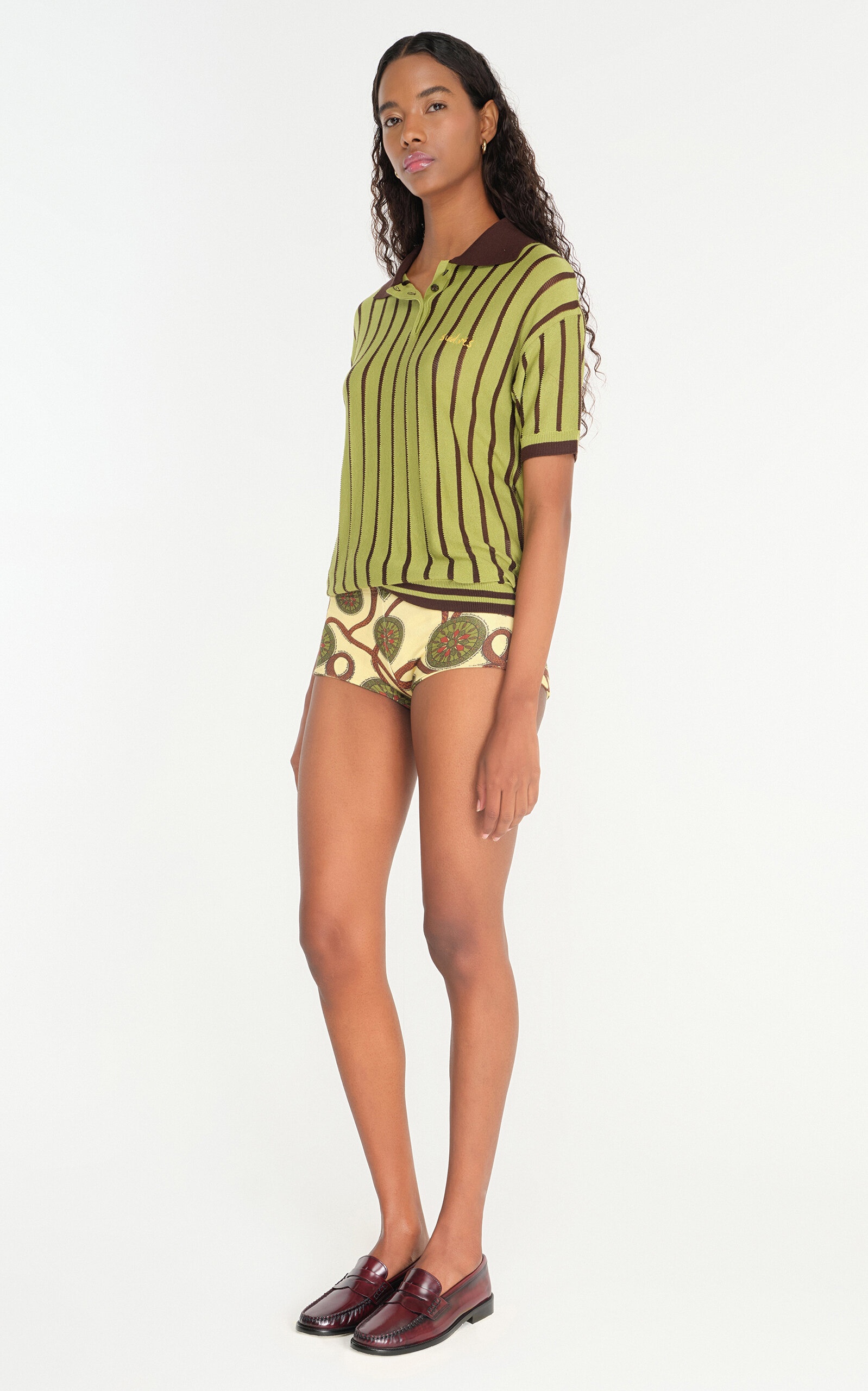 Rounes Striped Knit Polo Top stripe - 4