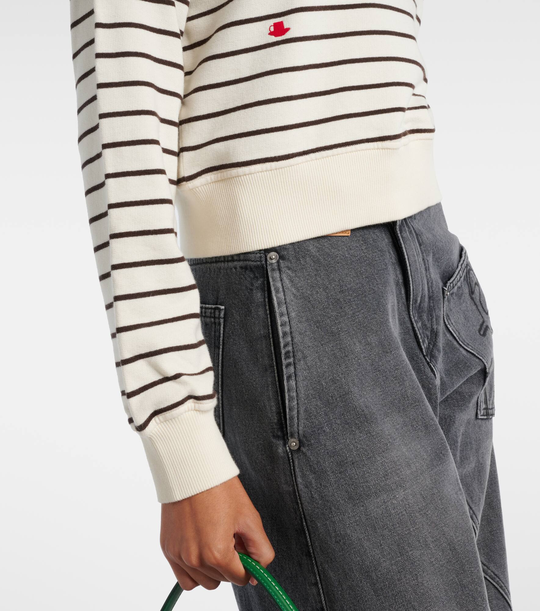 Cropped striped cotton polo sweater - 5