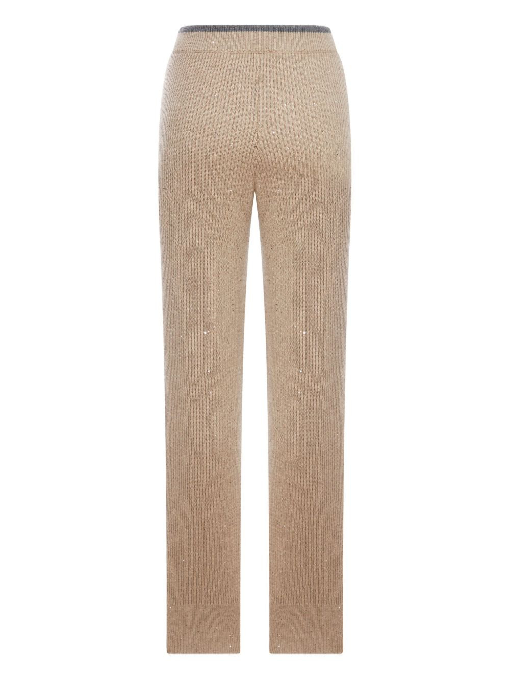 ribbed-knit embellished trousers - 2