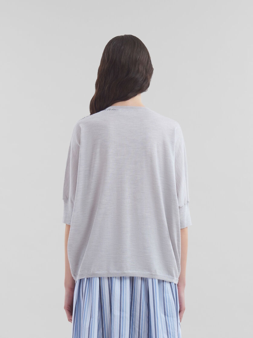 BLUE WOOL-SILK HALF-SLEEVE JUMPER WITH MARNI MENDING - 3