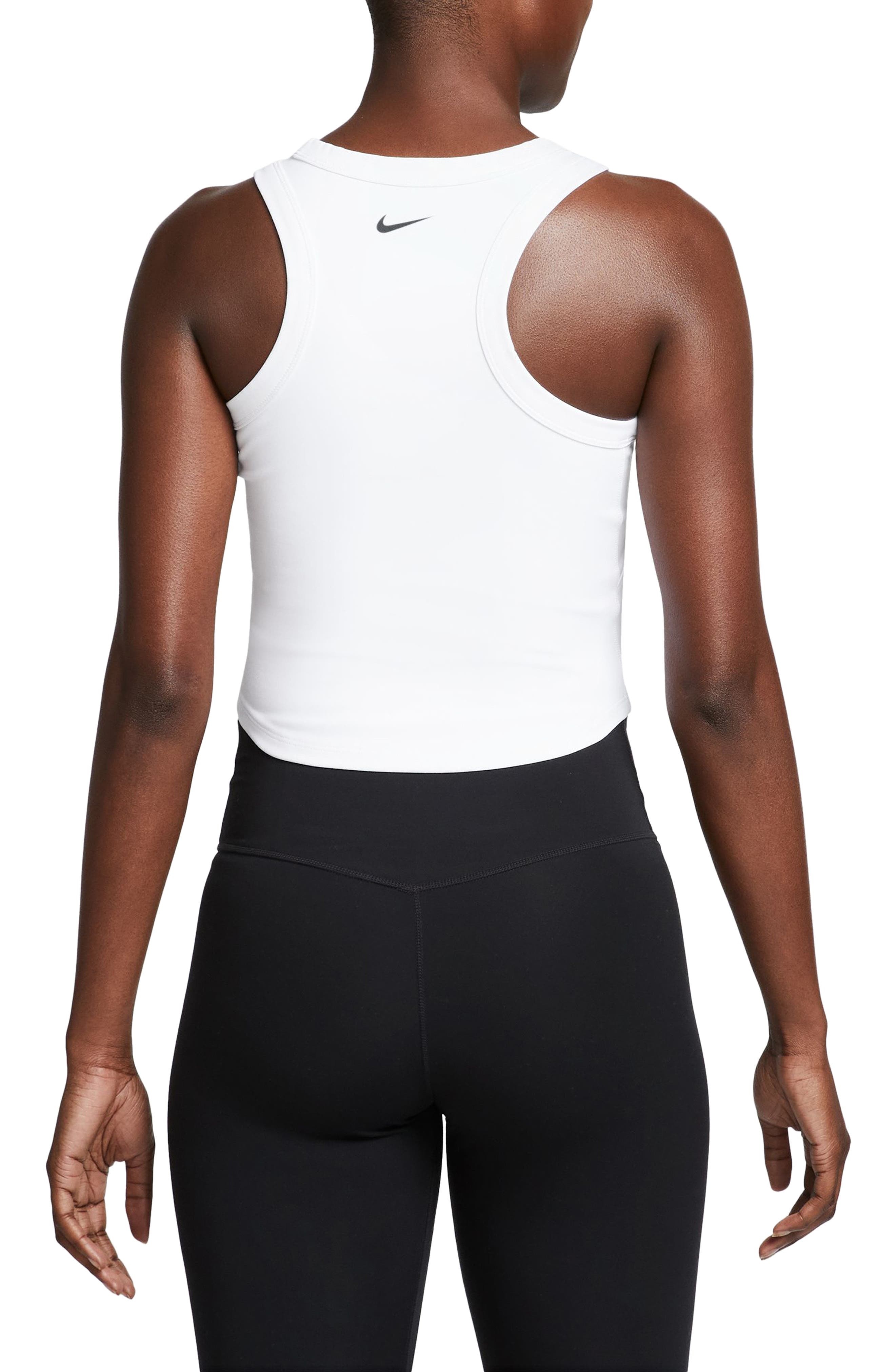 Nike One Fitted Dri-FIT Cropped Tank Top in White/Black at Nordstrom - 2