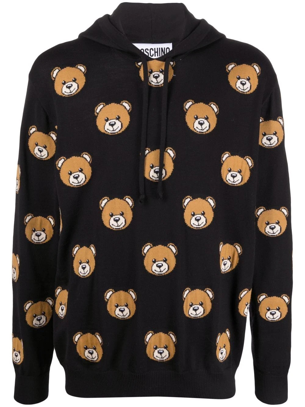 teddy-print wool hoodie - 1