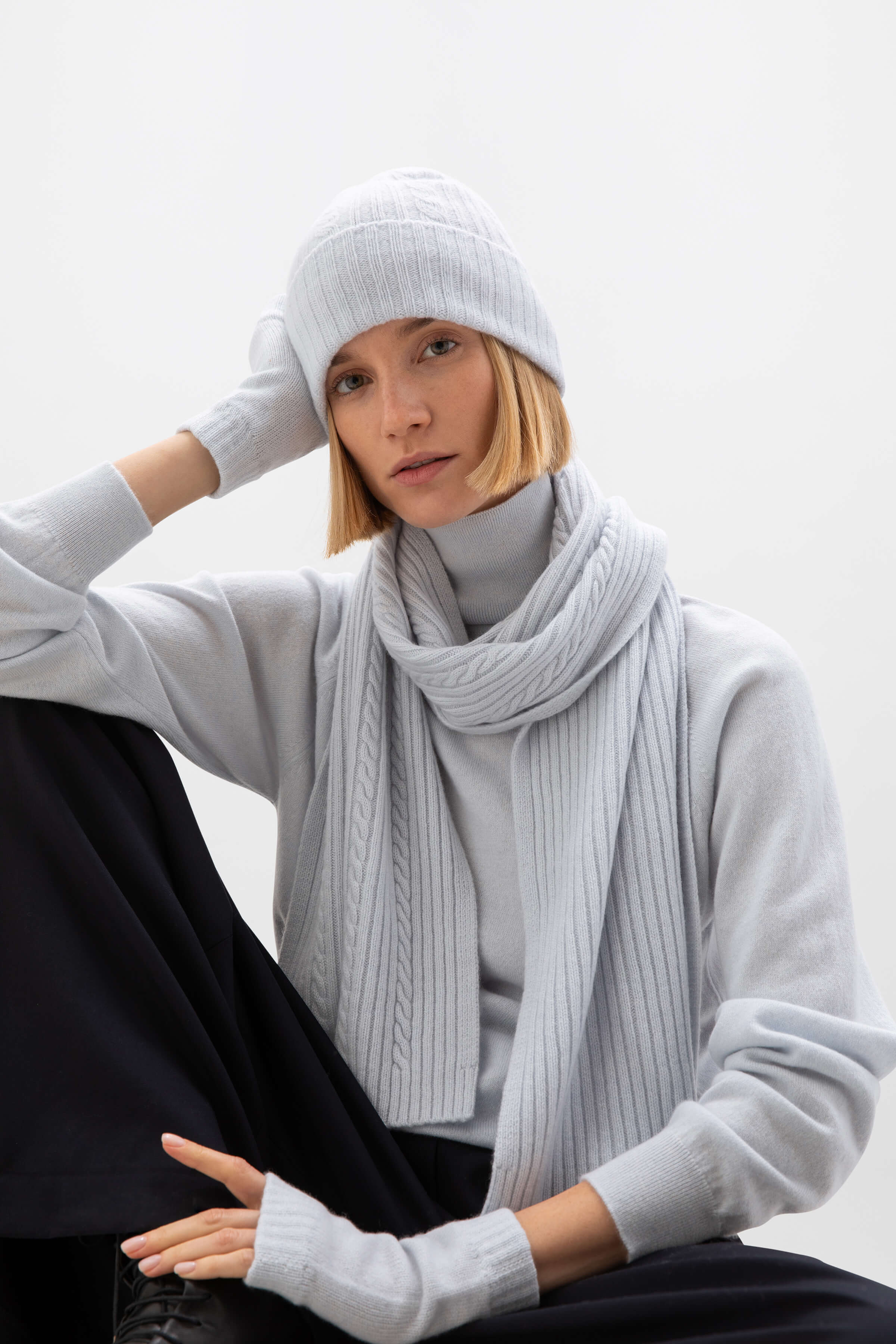 Cable & Rib Cashmere Scarf - 3