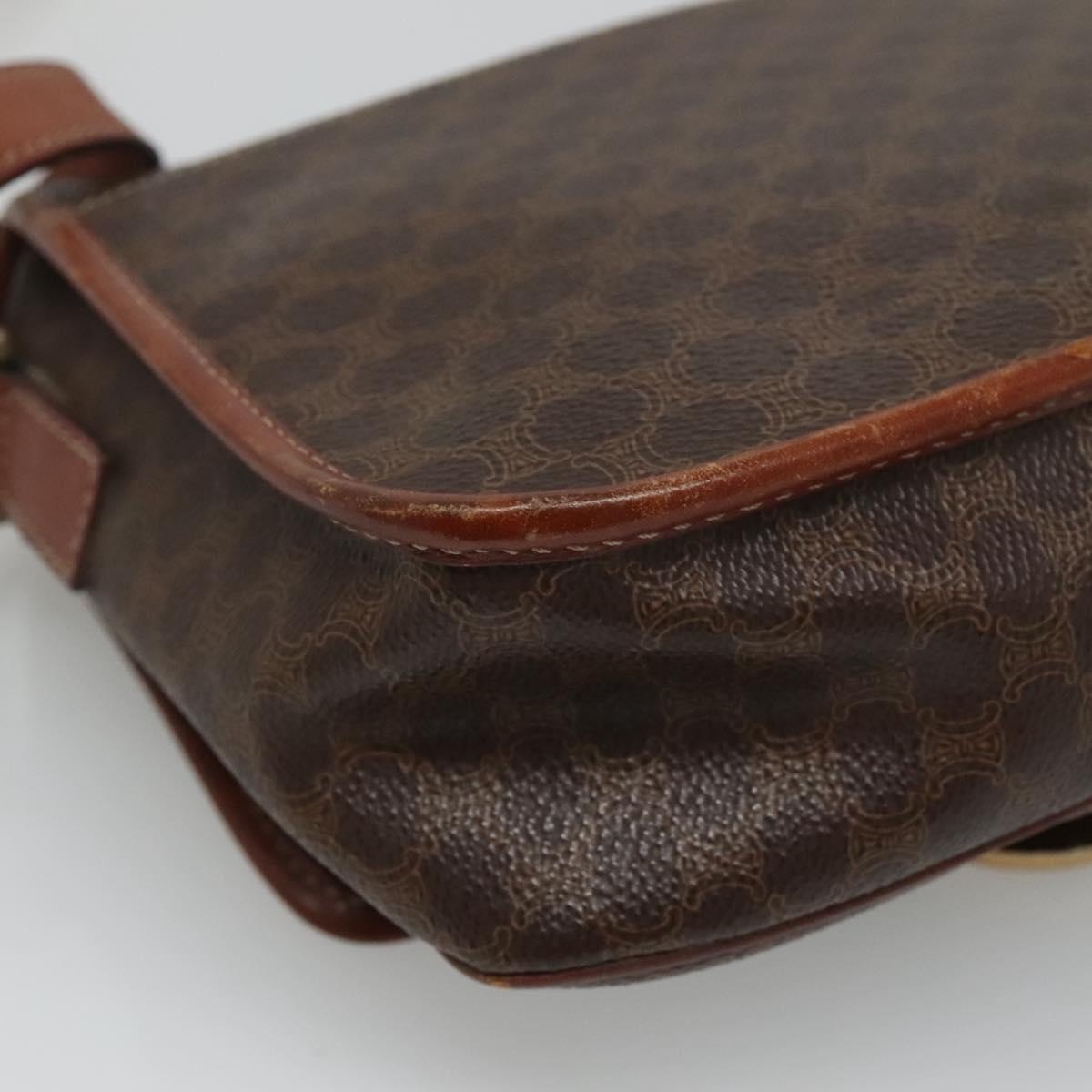 CELINE Macadam Canvas Shoulder Bag Pvc Brown Gold - 13