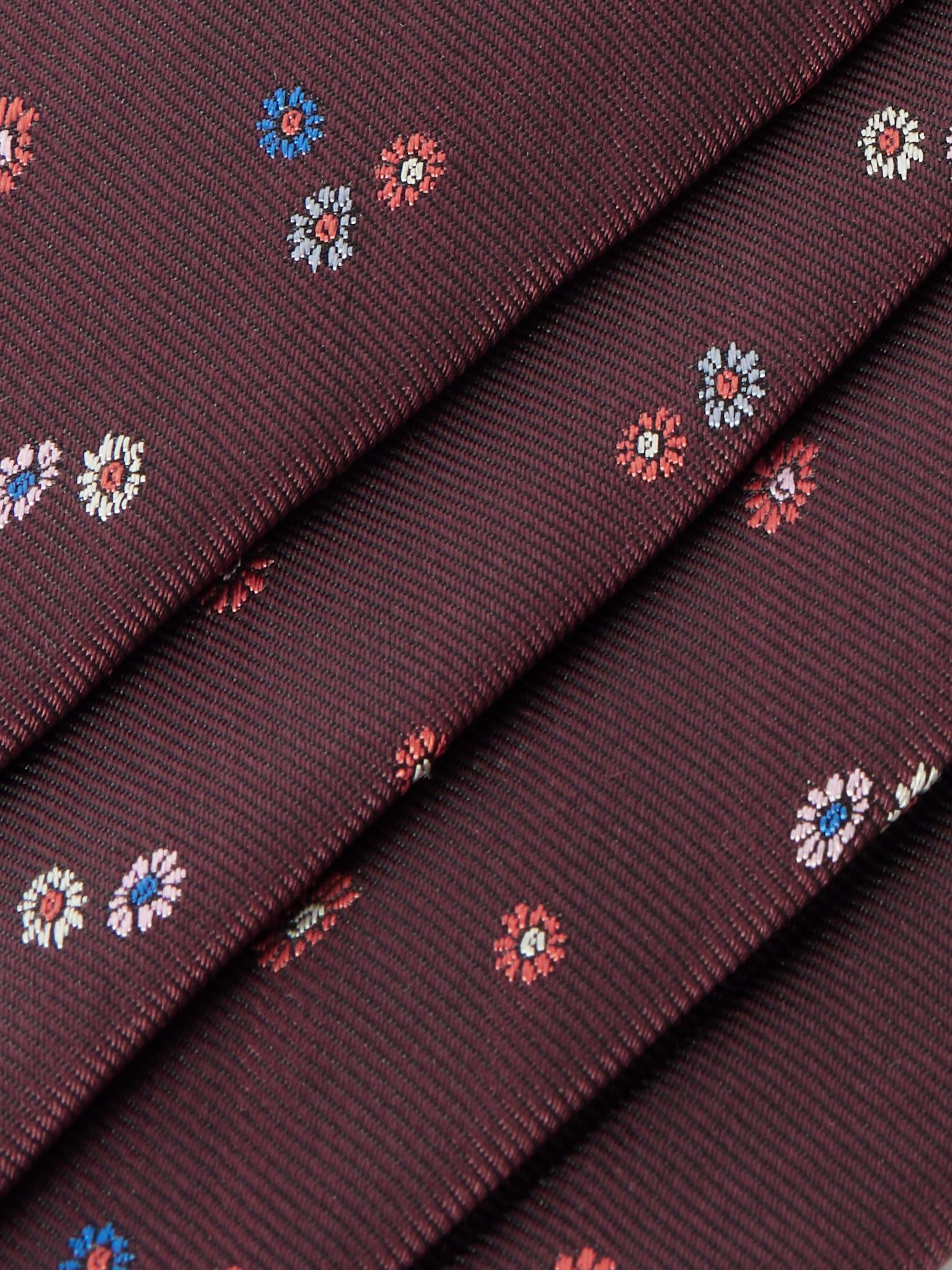 8cm Embroidered Silk-Faille Tie Burgundy - 3