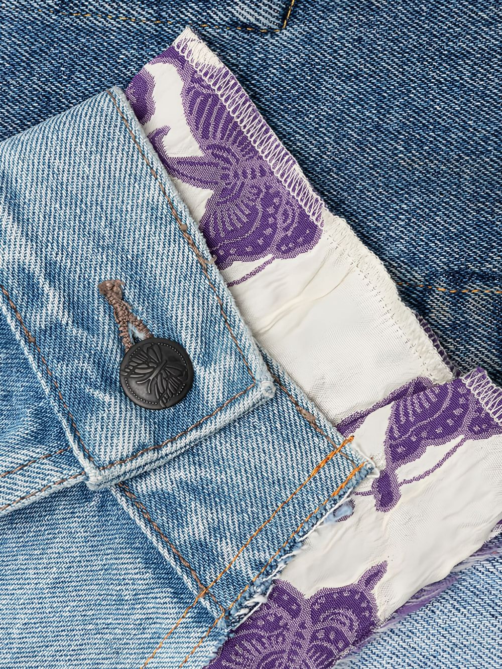butterfly-print denim jacket - 5