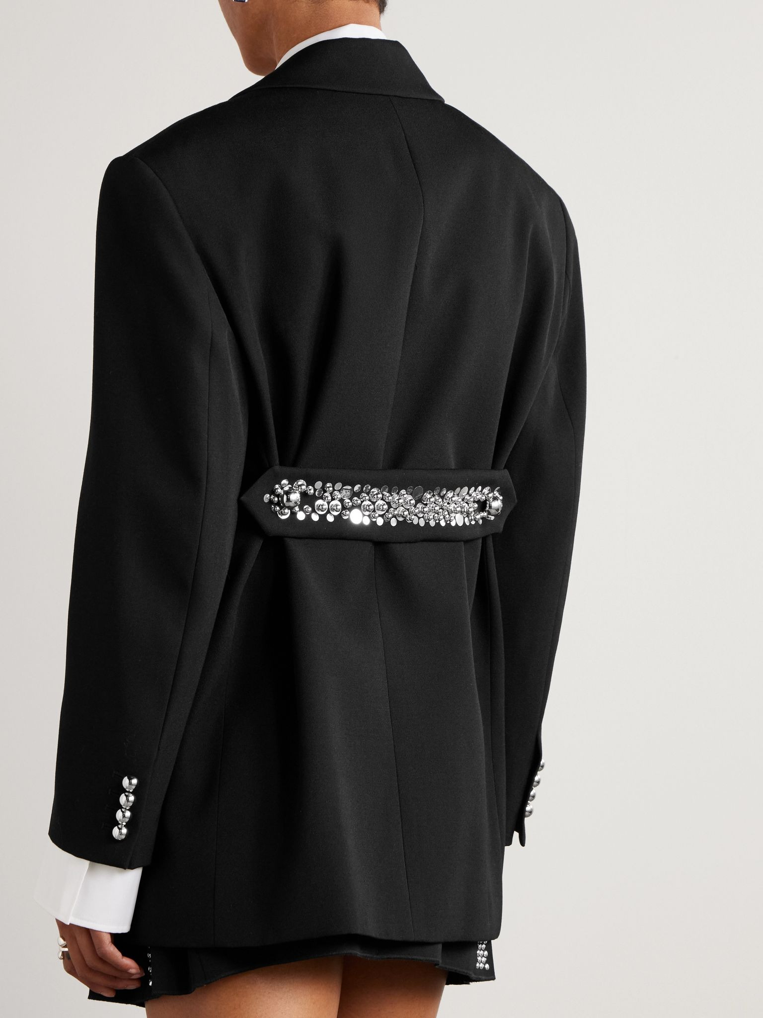 Studded grain de poudre wool blazer Black - 4