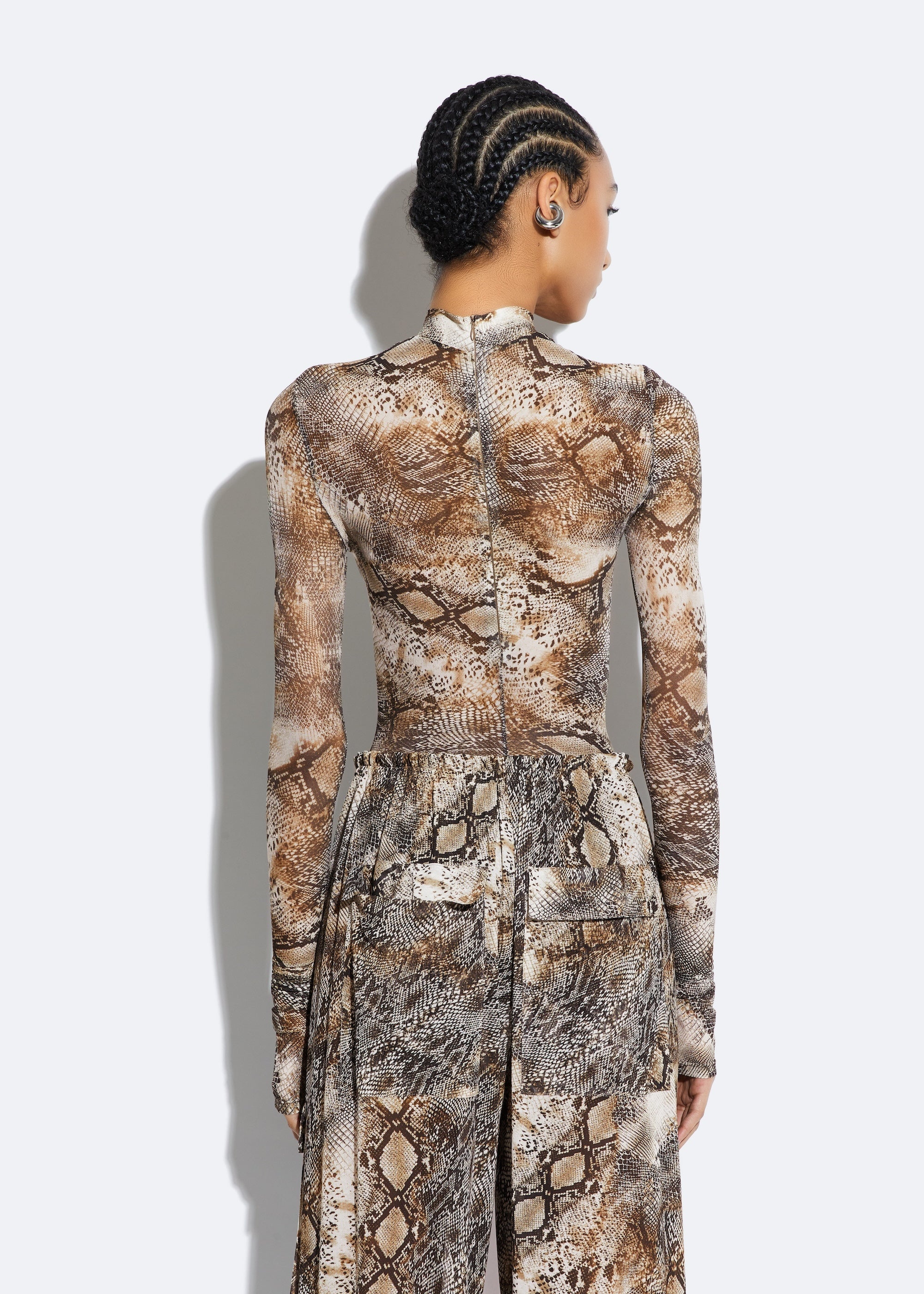 Snake Mesh Mock Neck Bodysuit - 3