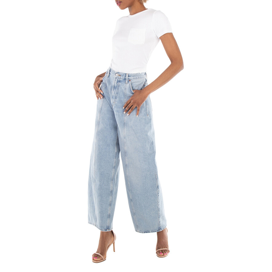 Agolde Ladies White Arlo Rib Pocket Tee - 4