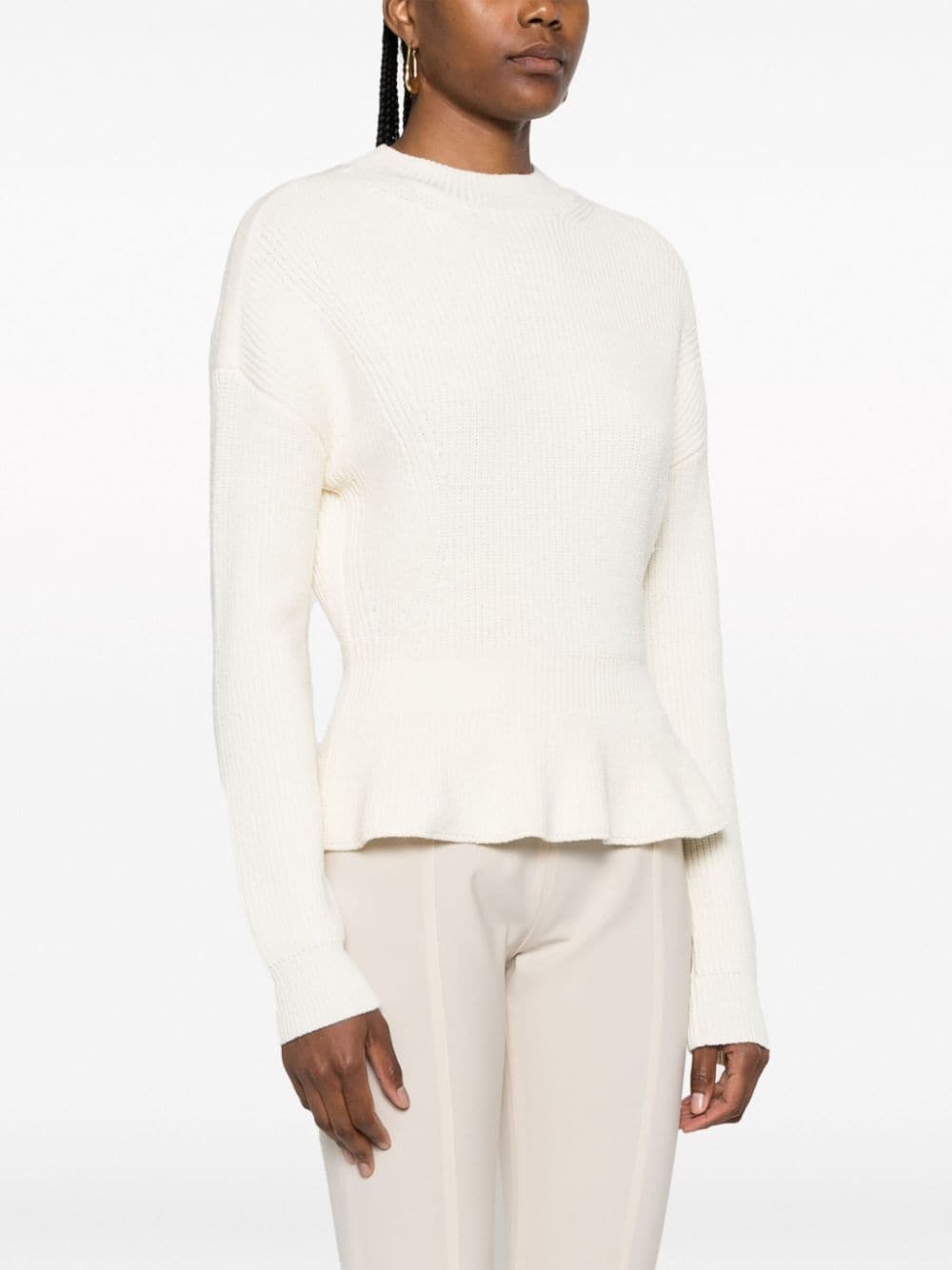 peplum ribbed-knit jumper - 3