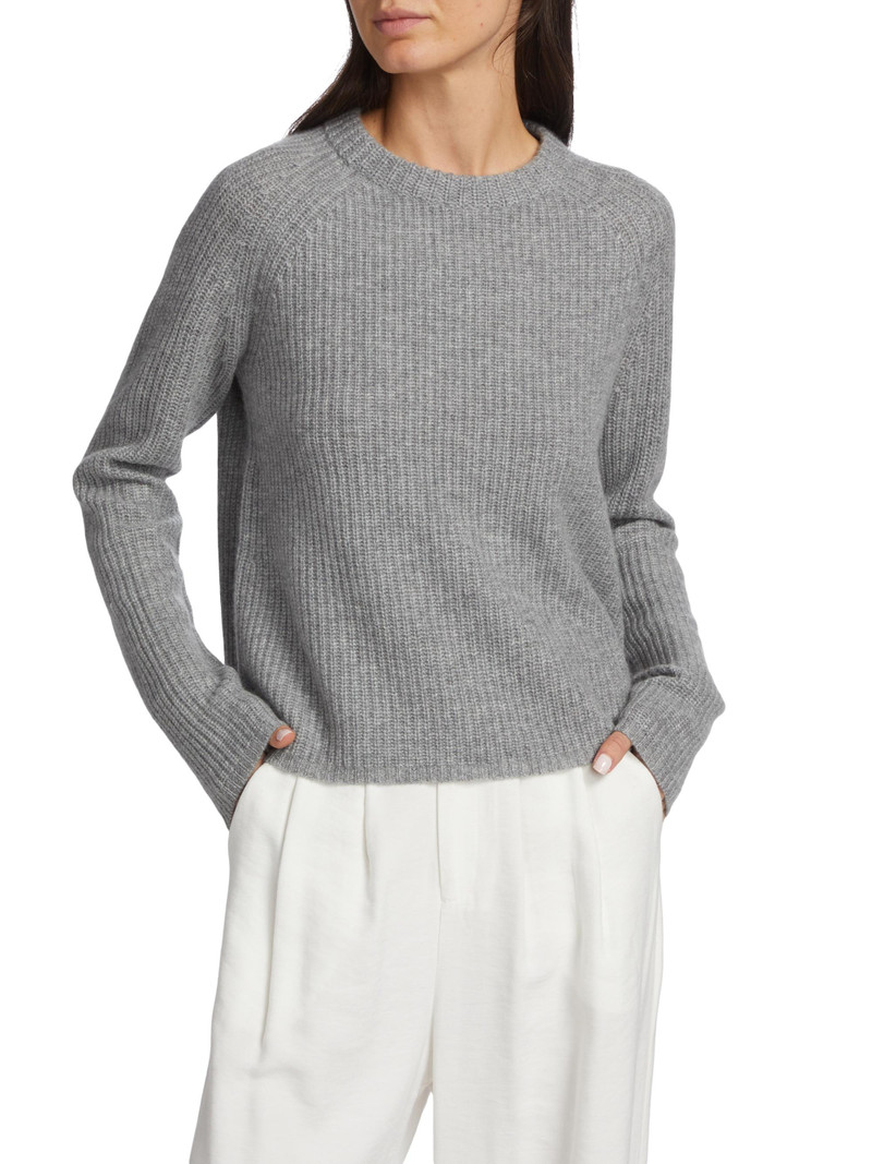Women's Cashmere Fisherman Sweater - Heather Grey 3