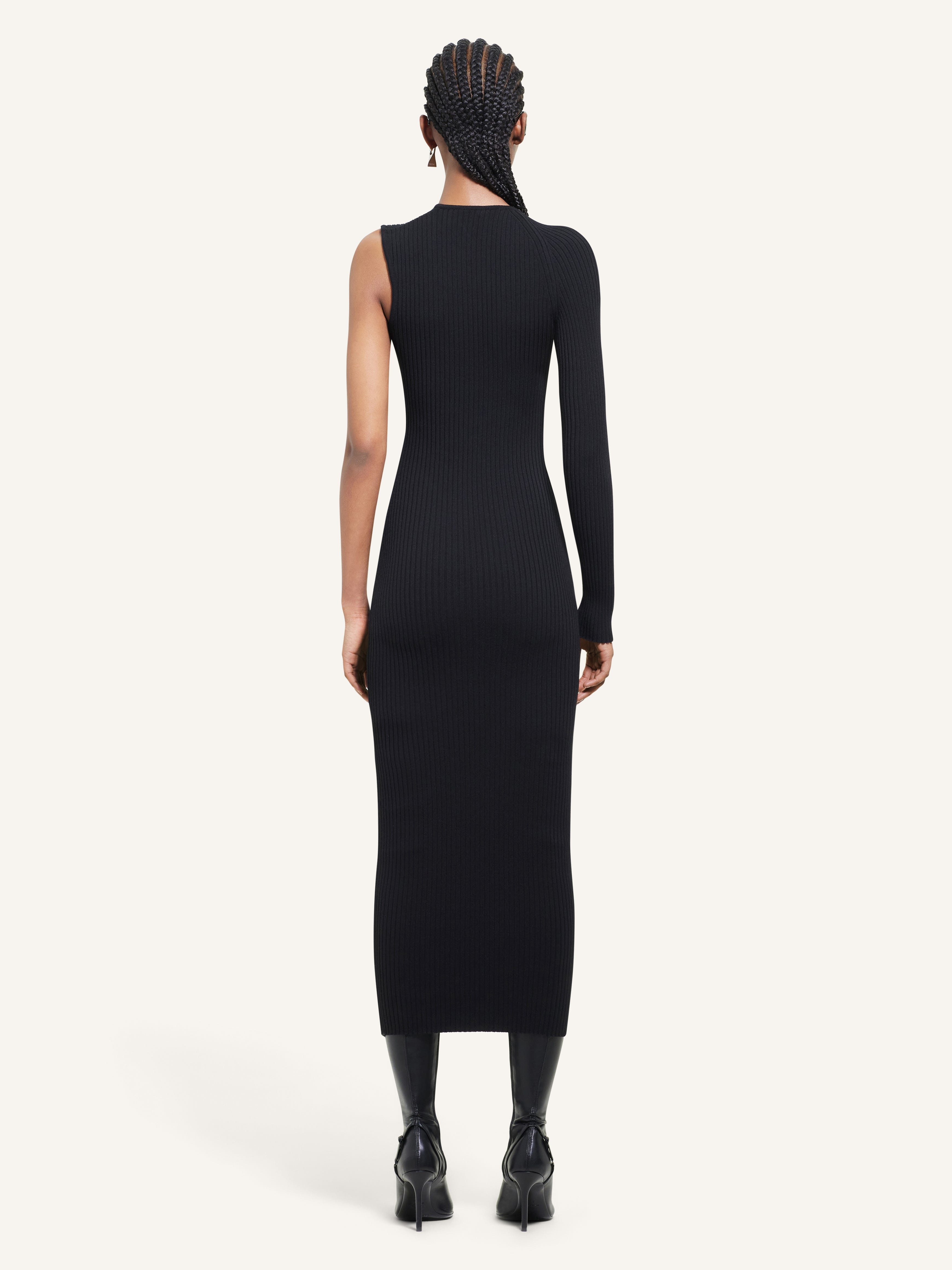 SLASH RIB KNIT LONG DRESS - 4
