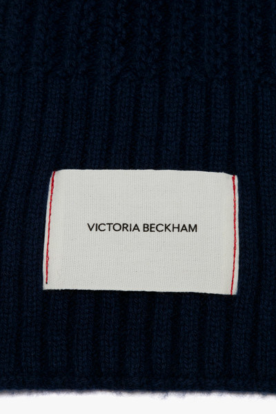 Victoria Beckham Exclusive Logo Patch Scarf In Navy outlook