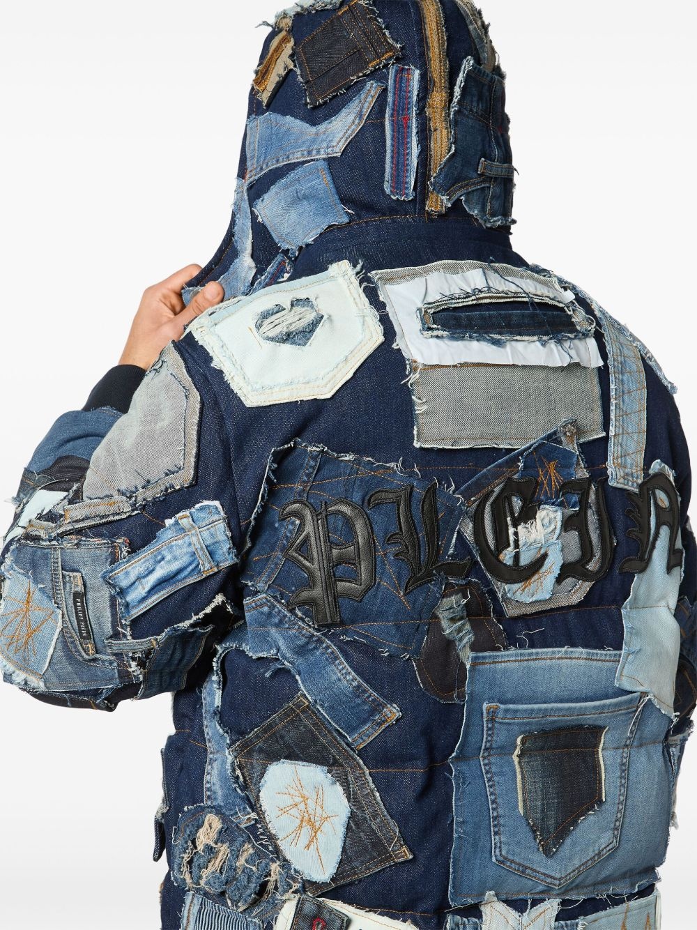 patchwork denim jacket - 5