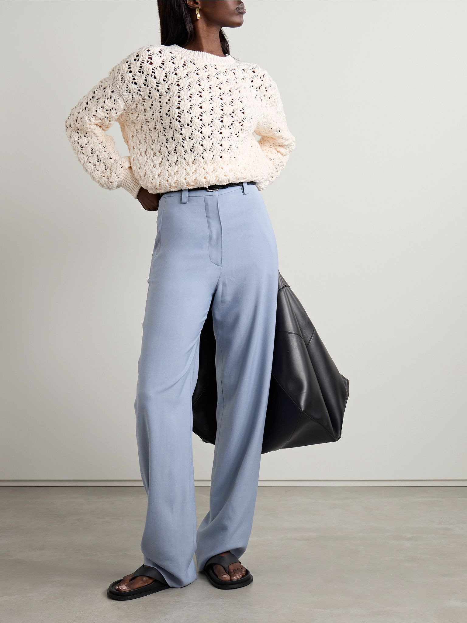 Nikko open-knit cotton and silk-blend sweater White - 2