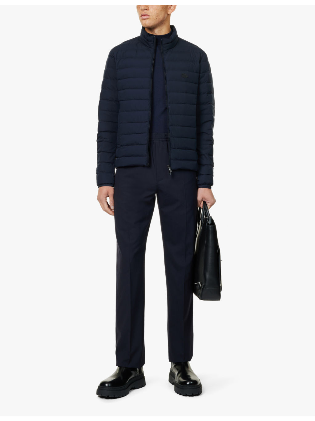 Badge padded slim-fit woven-down jacket - 2