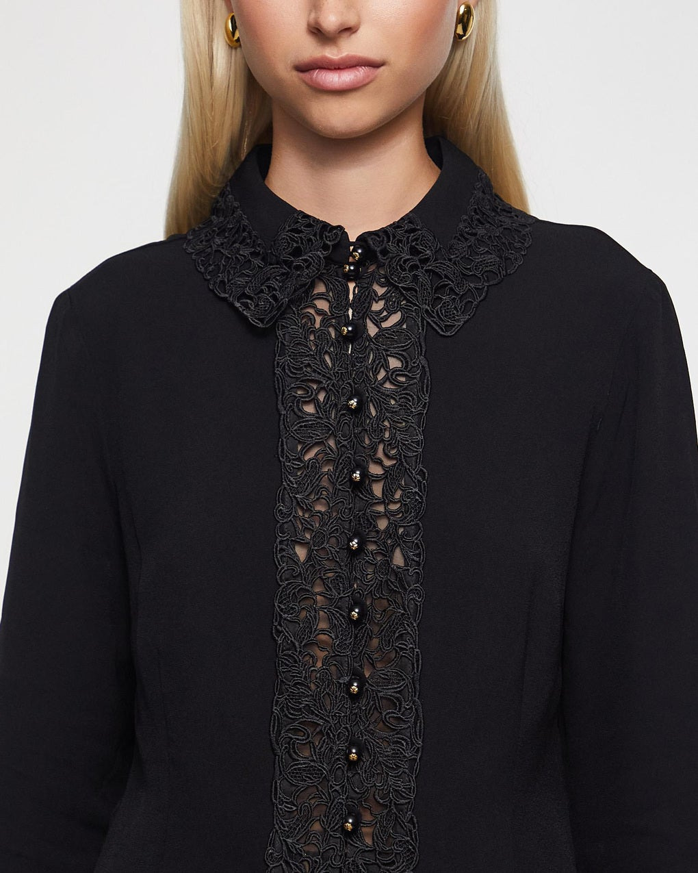 Shirt Lace Trim Black - 5