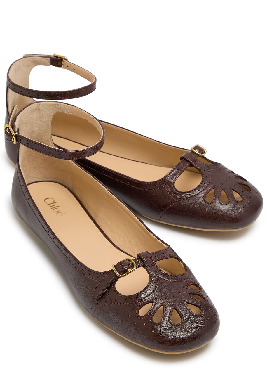 Chloe Misty Cut-out Leather Ballet Flats - 3