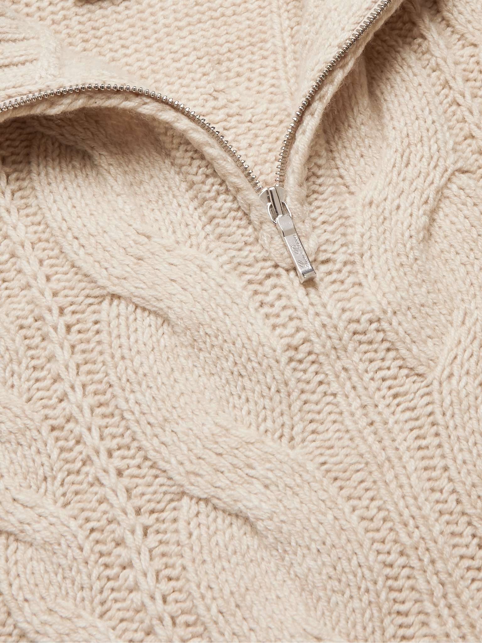 Cable-Knit Baby Cashmere Half-Zip Sweater - 5