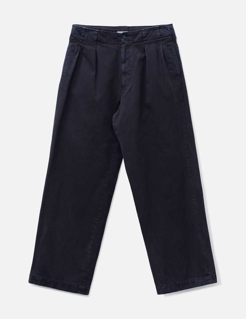 PEACHED COTTON TWILL GARMENT-DYE 2 PLEATED TROUSERS 1