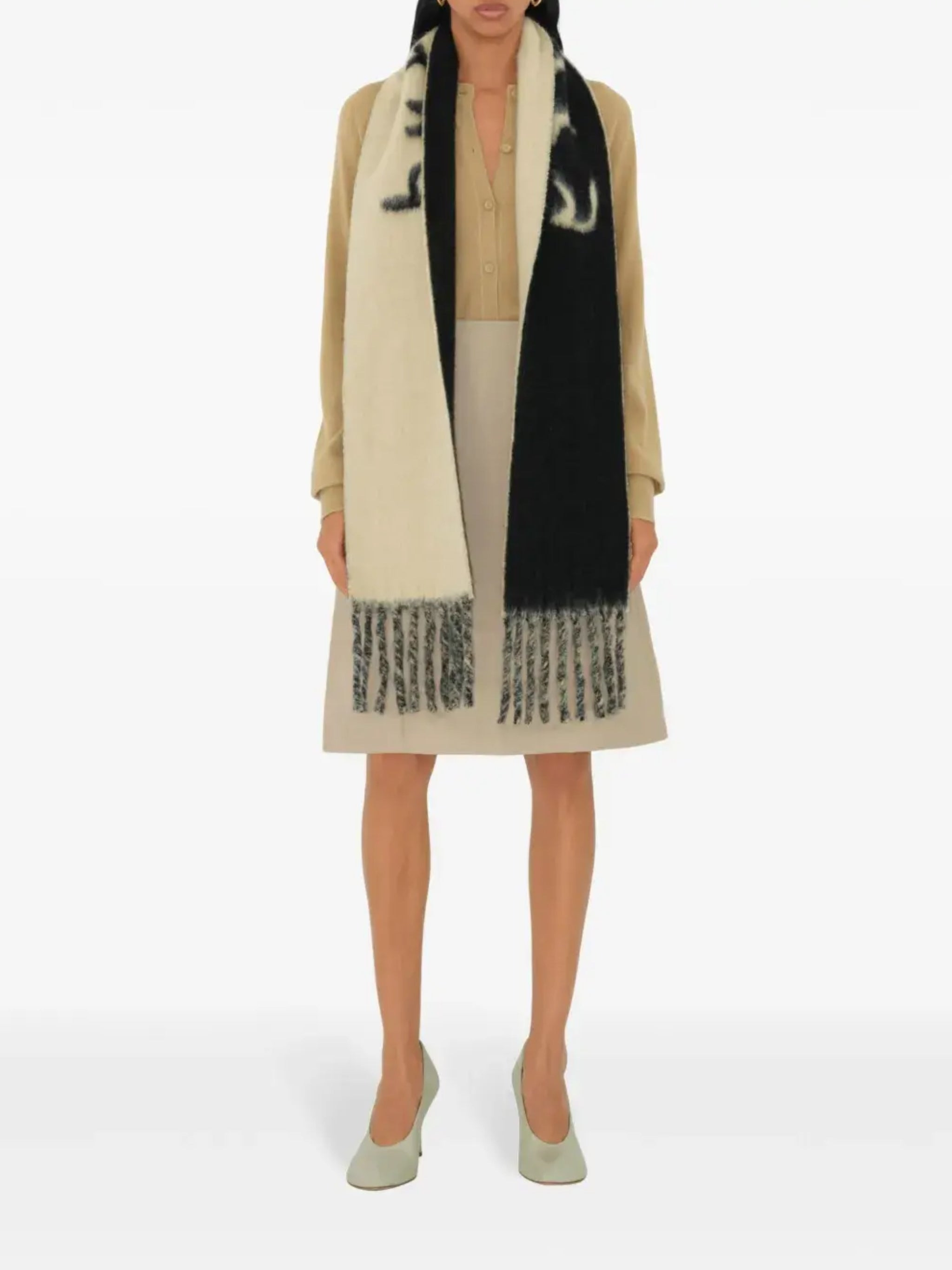 BURBERRY - Women Classic Stripe Trim Scarf - 3