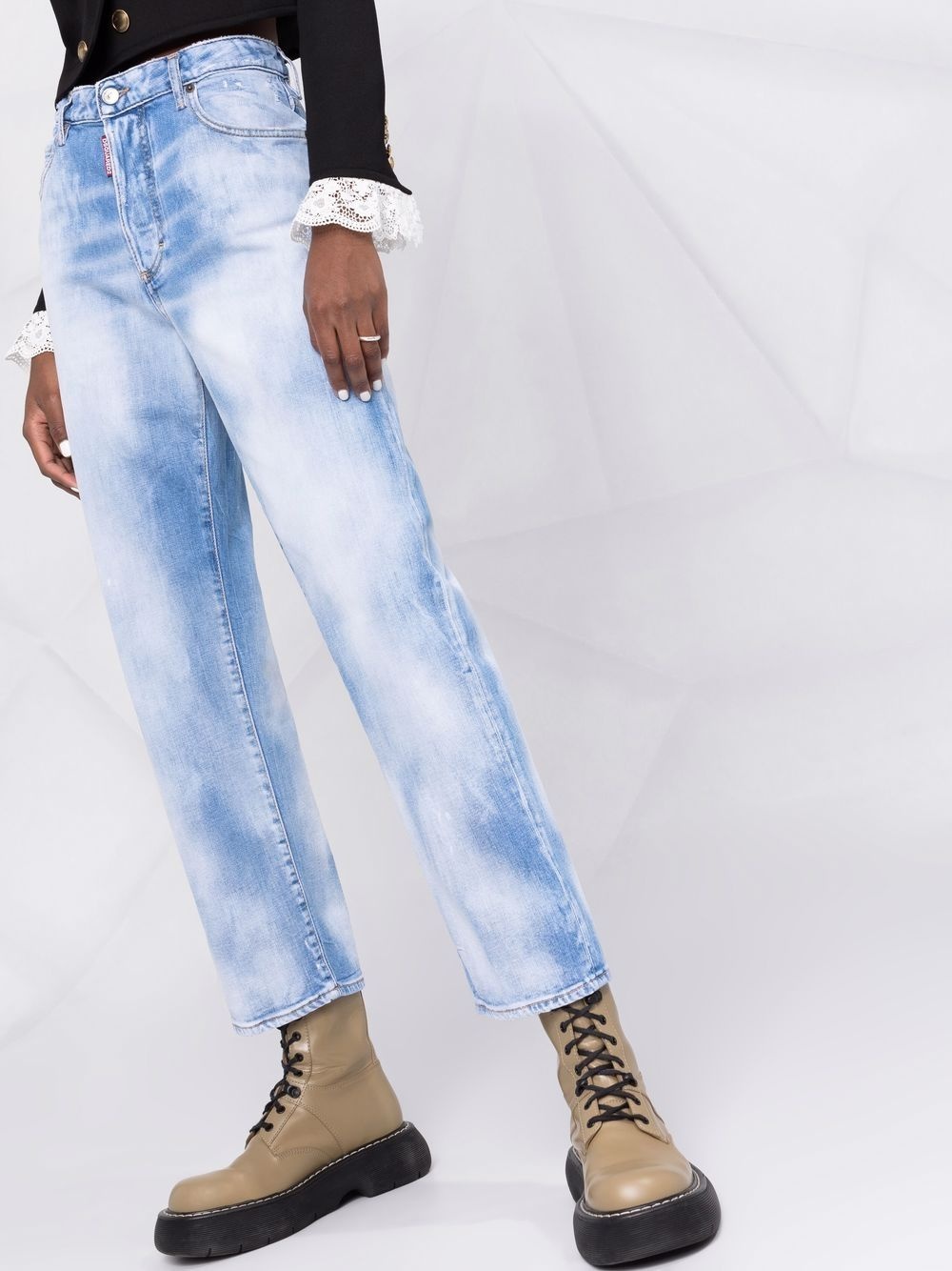 bleached effect straight-leg jeans - 5
