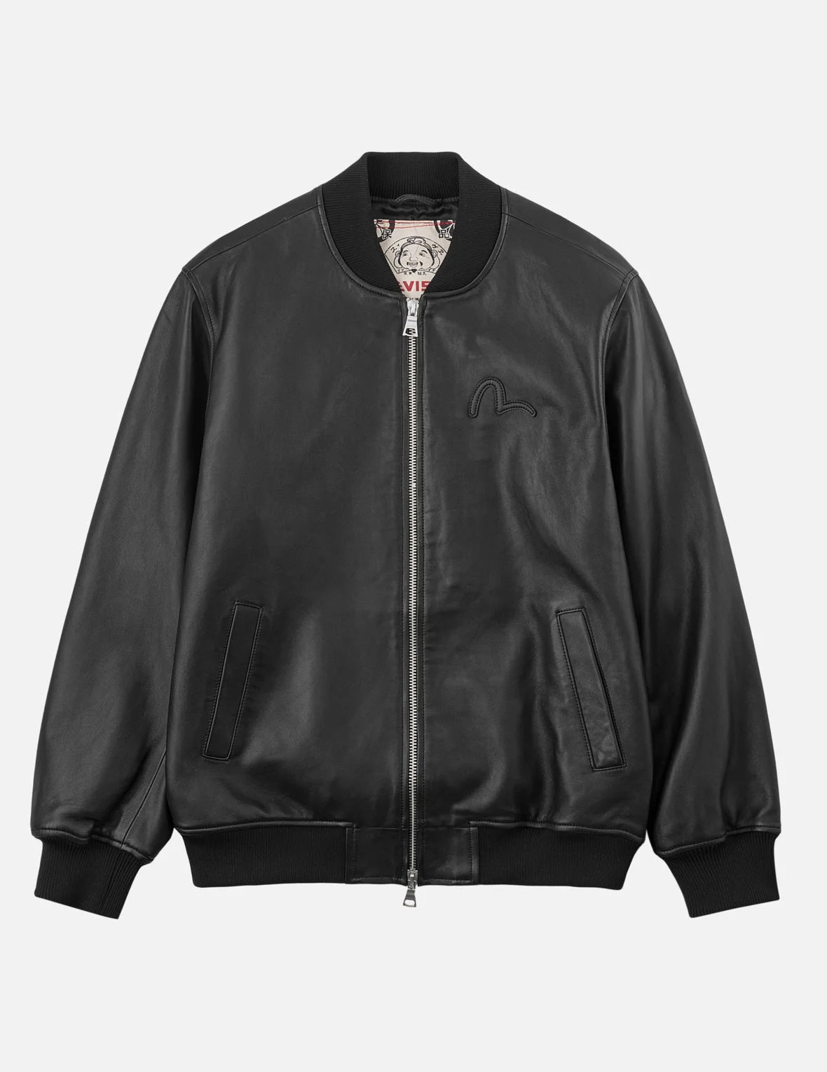 EVISU Logo Patch Leather Jacket - 1