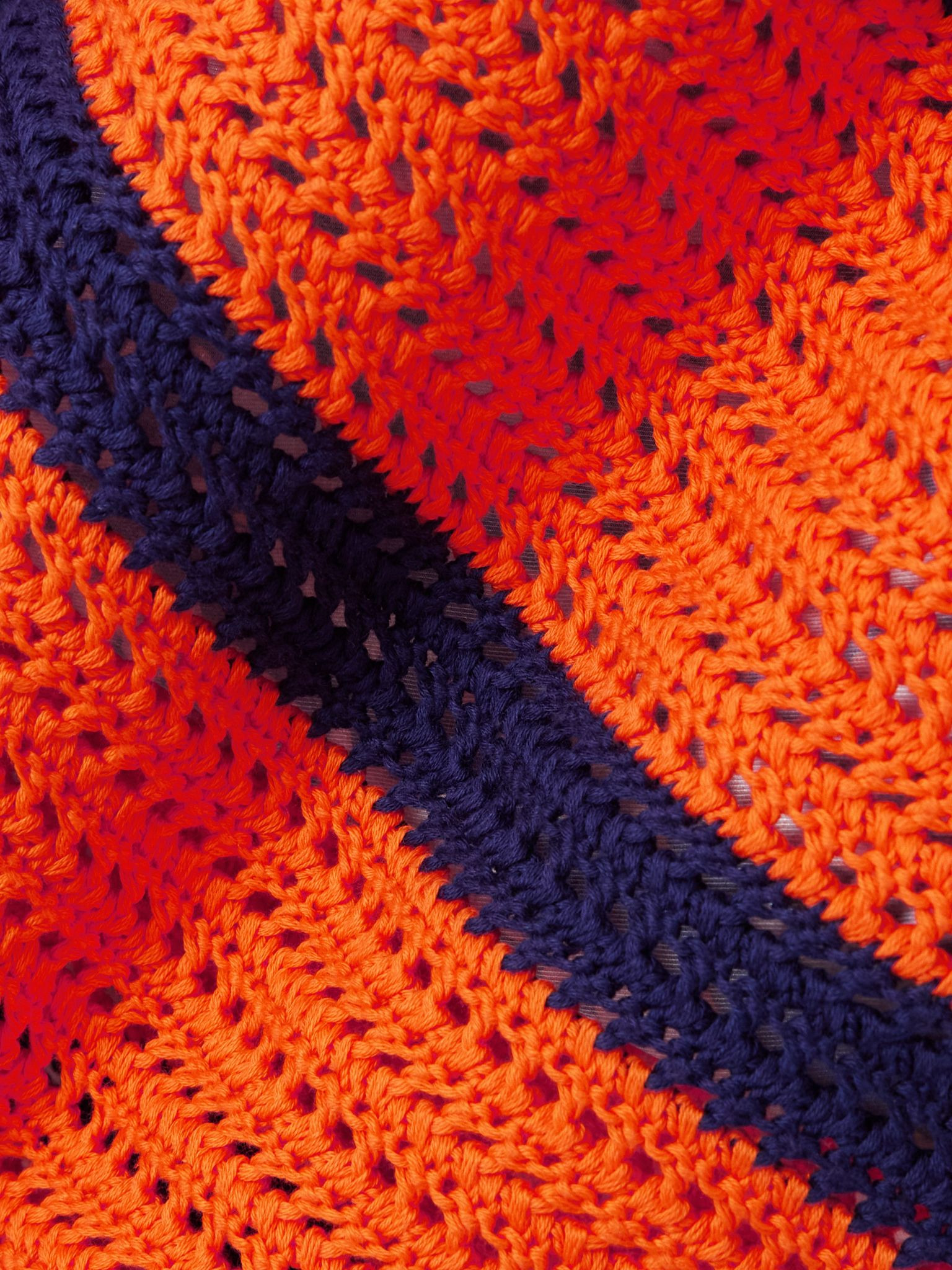 Salt 'N' Vinegar striped crocheted cotton shorts Orange - 4