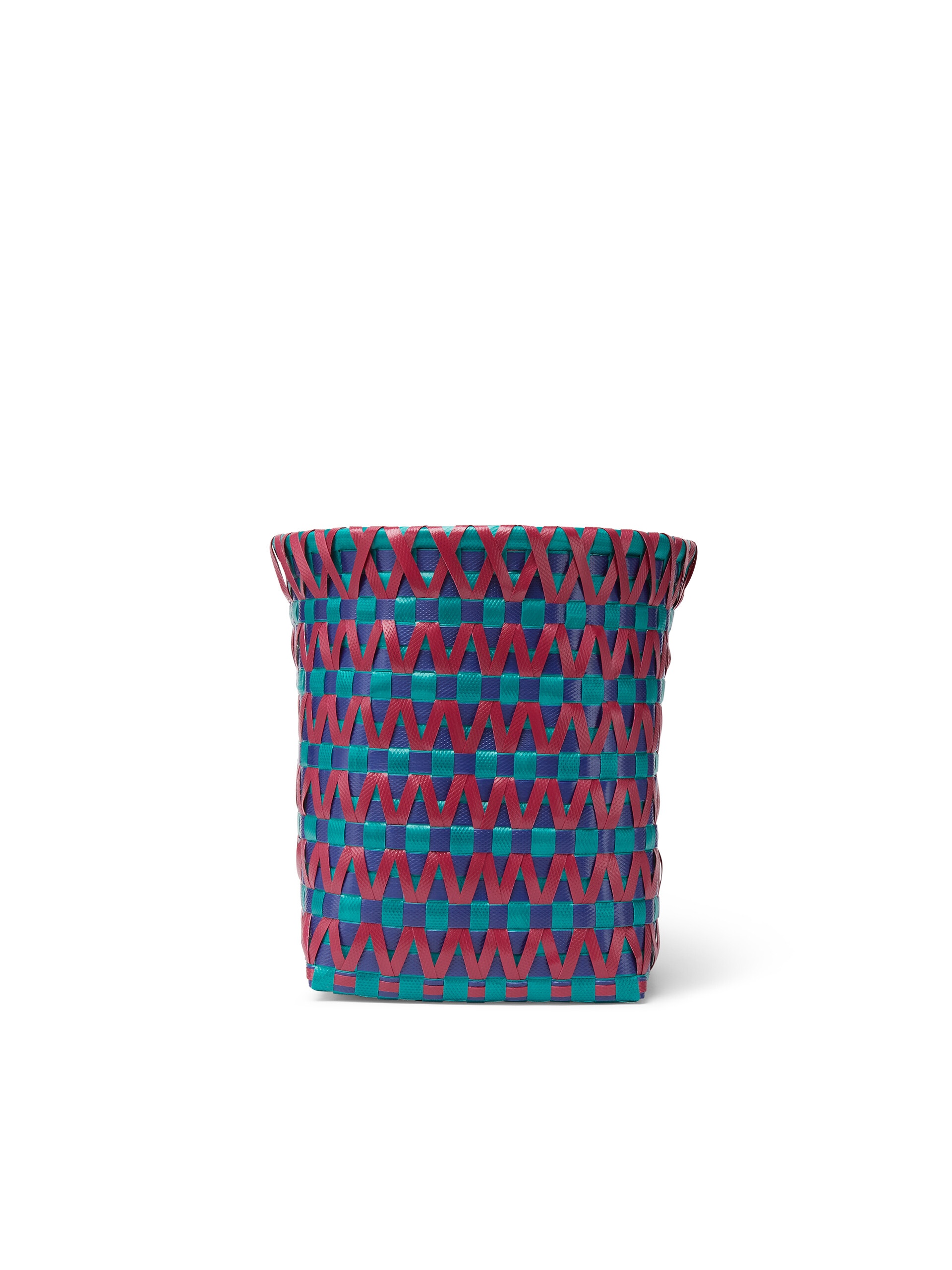 MARNI MARKET BLUE AND BURGUNDY WOVEN BASKET - 3