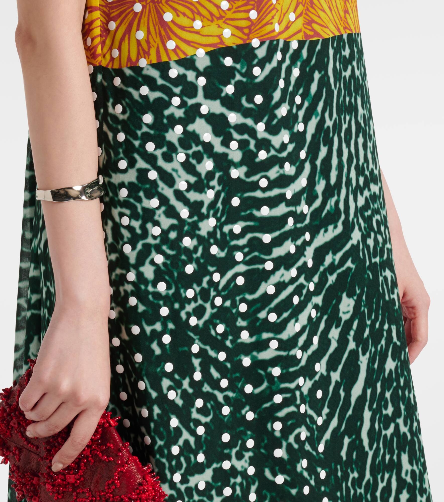 Printed strapless georgette gown - 5