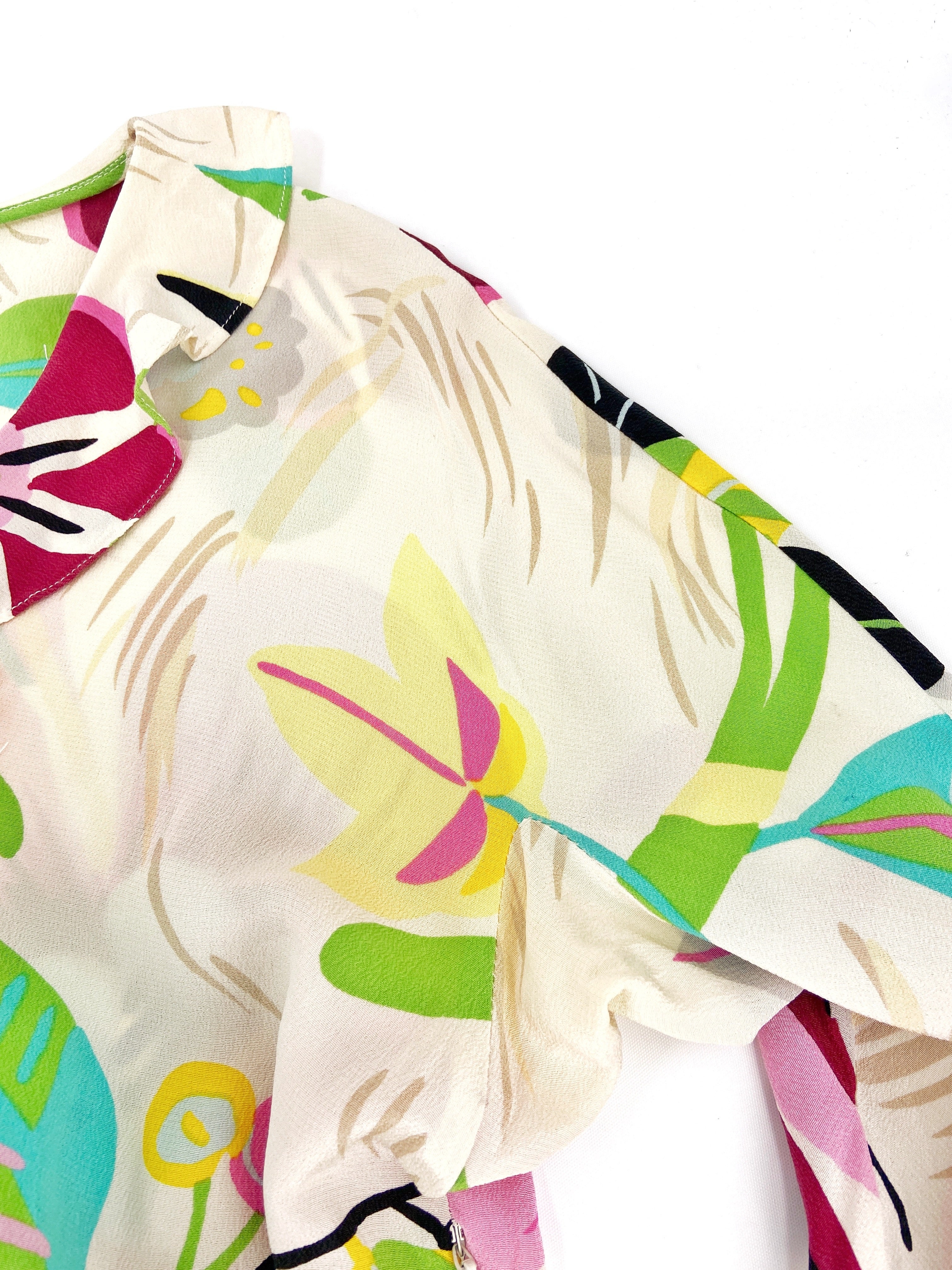 Gucci Spring 1999 Tom Ford Iconic Runway Ivory Floral Silk Ruffle Blouse Top 42 - 11