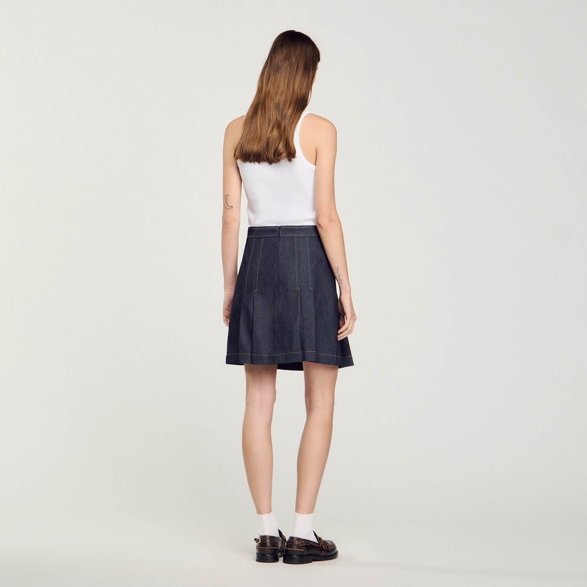 PLEATED DENIM SKIRT - 6