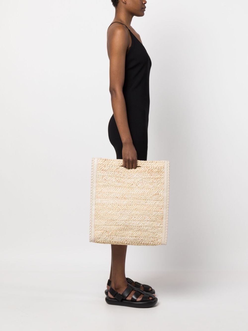 logo-plaque interwoven beach bag - 2